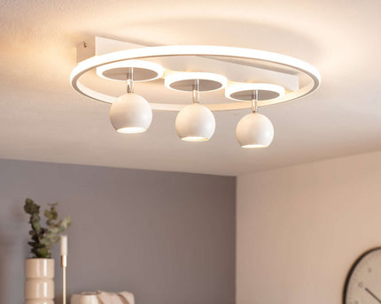 3 Spot LED -plafondlamp "Ronda" Ø 50 cm, gemaakt van metaal en plastic, wit, GU10, vlekken binnen