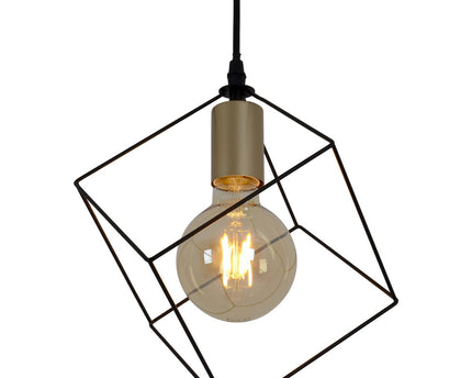 Hanger lamp "canto", hanglamp in metalen zwart en goud, e27 socket, voor eetkamer, woonkamer, gang of kantoor, 26 x 26 cm