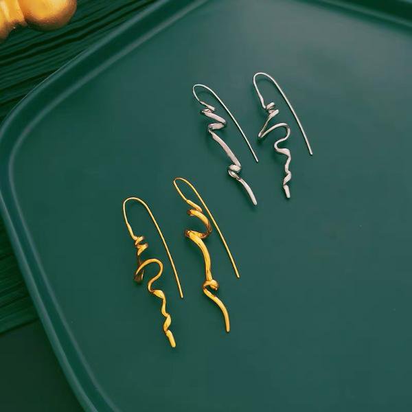 Minimalistische Swirl Line Drop Earring