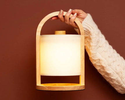 River Light Bruine Houten Oplaadbare Lamp – Dimbaar & Snoerloos Licht