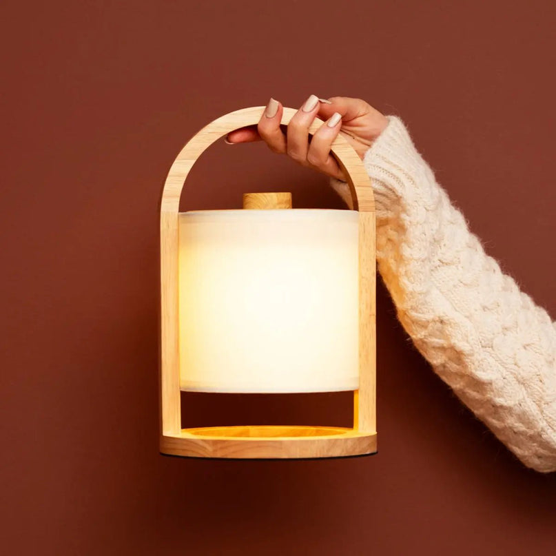 River Light Bruine Houten Oplaadbare Lamp – Dimbaar & Snoerloos Licht