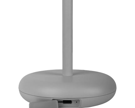 Batterijlichtlicht "PASI" voor buiten en binnen, gemaakt van metaal en plastic in grijs, dimbaar, met aanraking en geheugenfunctie, ca. 26 cm hoog