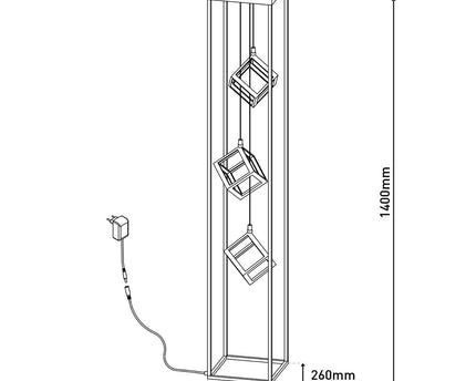 LED vloerlamp h: 140cm "Tripoli"