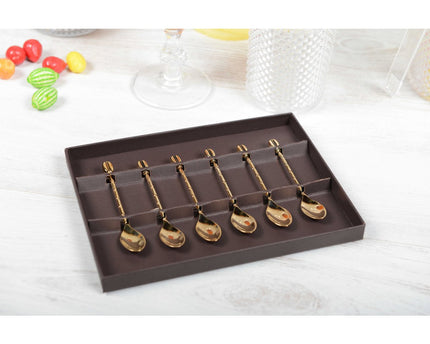 Moka Grain Grain sponnen gouden koffie met doos - set van 6