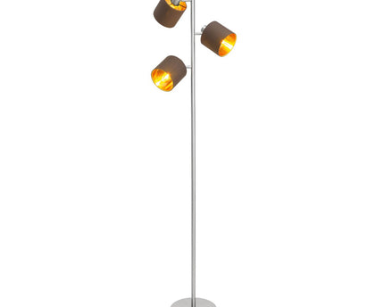 Staande lamp "maron" gemaakt van metalen satine-mat met stof paraplu's in bruin, met E14-aansluiting, voor eetkamer, woonkamer, gang of kantoor, lamp voor woonkamer, eetkamer, hal en kantoor, staande lamp in 153 cm High
