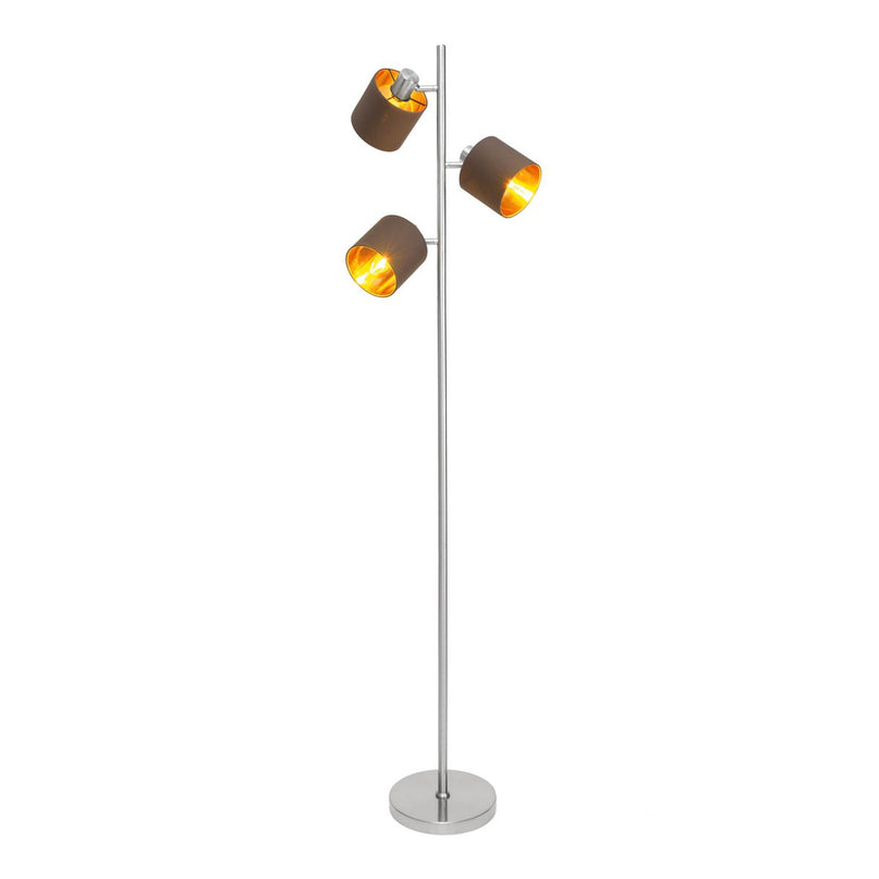 Staande lamp "maron" gemaakt van metalen satine-mat met stof paraplu's in bruin, met E14-aansluiting, voor eetkamer, woonkamer, gang of kantoor, lamp voor woonkamer, eetkamer, hal en kantoor, staande lamp in 153 cm High