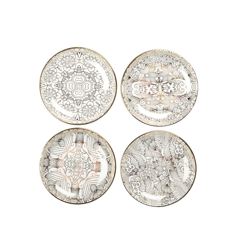 WITTE KOPPEN ABSTRACT ONTWERP - SET VAN 4