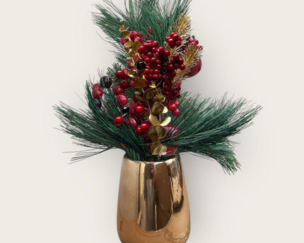 Kerstbloemcombinatie met Potten Set 02  | Zijden kunstbloem | Lengte 45CM