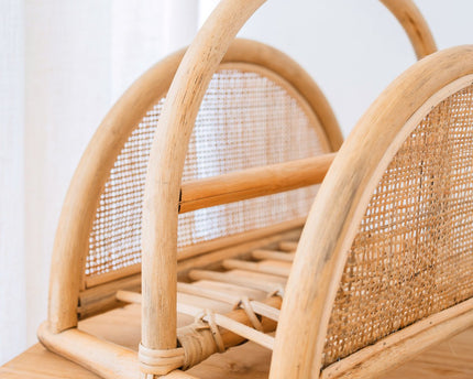 Rotan Krantenrek – Tijdschriftenhouder – Boho Krantenmand – Handgemaakte Rotan Krantenhouder ALOR