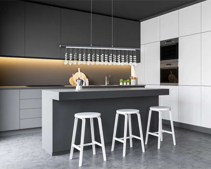 Led hanglamp "nobilis" lengte ongeveer 100 cm, gemaakt van metaal en plastic in grijs, met stevig gebouwd -in LED's, verlichting voor woonkamer, eetkamer of kantoor