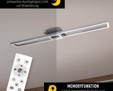 LED CCT-plafondlamp + RGB-backlight "Bantry" met veel functies, 115 cm lang, inclusief afstandsbediening