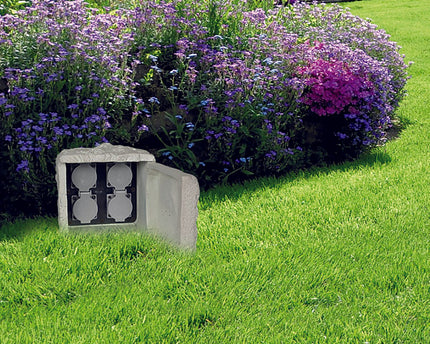 Buitenbekleding Stone "Roccus", gemaakt van grijs plastic, stopcontacten/technologie voor tuin en terras