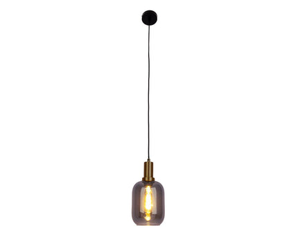1-pendelende lamp "fumo", hanglamp gemaakt van metaal en glas in zwart, met E14-aansluiting, voor eetkamer, woonkamer, gang of kantoor, hangende lamp 150 x 20 cm