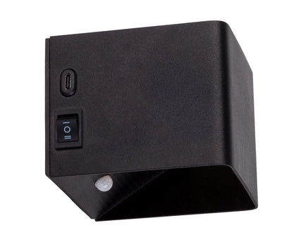 Cordy-wall licht "kubus" magnetisch, ca. 10 x 10 cm, gemaakt van black metal, met bewegingssensor