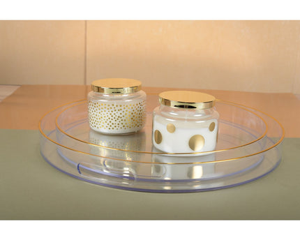 Ronde kaars met stippen en gouden salie parfumdeksel
