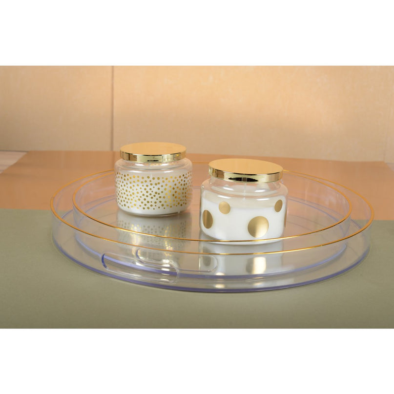Ronde kaars met stippen en gouden salie parfumdeksel