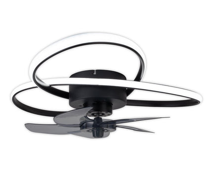 Modern LED -plafondlicht "Riccio" inclusief ventilator, nachtlichtfunctie, dim- en lichttemperatuurinstelling is uitgerust met stevig geïnstalleerde LED's en heeft een geschatte Øvon 58 cm.