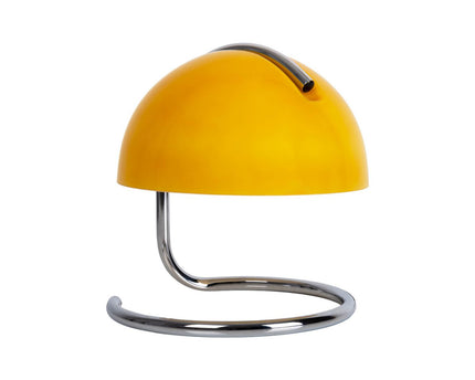 Tafellamp "Burano" geel, ca. 25 cm hoog, Ø 23,5 cm, gemaakt van chroom -gekleurd metaal en geel glas, E27.