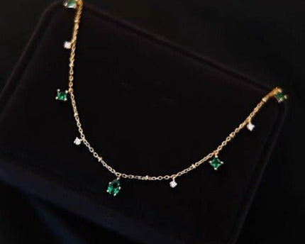 Elegante groene steen slanke ketting