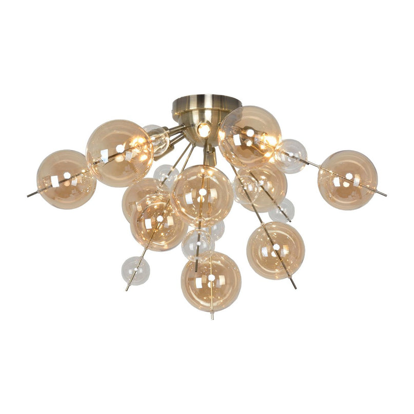 Plafondlamp "explosie" Amber gemaakt van metaal en glas, G9 -versies, plafondlamp voor eetkamer, woonkamer, gang of kantoor, Ø57 cm