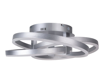 Smart Home LED plafondlicht "Divora" Ø 58 cm, plafondlamp gemaakt van metaal, aluminium geborsteld en wit plastic, met veel functies, stevig gebouwd -in LED's, verlichting voor woonkamer, eetkamerkantoor of gang