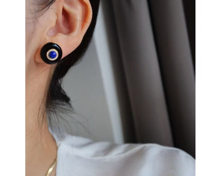 Zwarte onyx oorbellen - Lapis Lazuli en Green Onyx