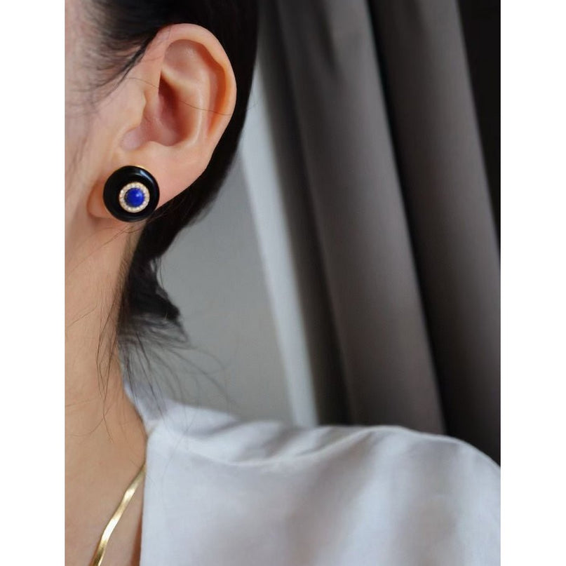 Zwarte onyx oorbellen - Lapis Lazuli en Green Onyx