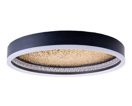 LED -plafondlamp Arany, plafondlamp gemaakt van metaal en plastic in zwart, met stevig ingebouwde LED's, dimbare, 40 cm diameter