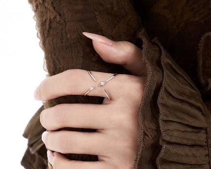 Sterling Silver Star Trace dubbelzijdige ring