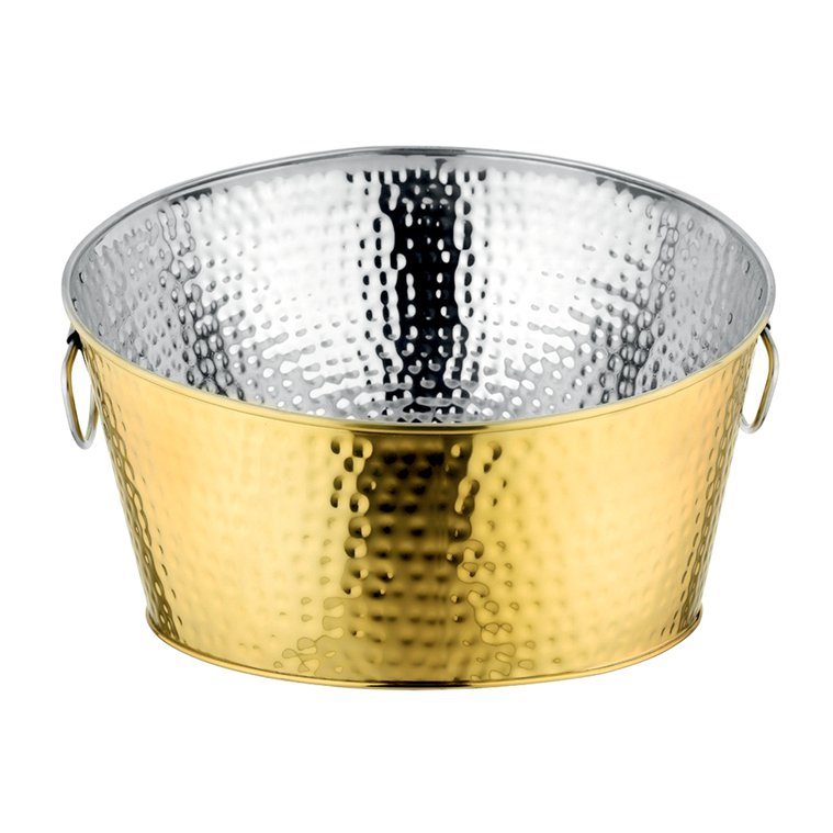 Bouwer met gehamerd gouden champagne 38 cm