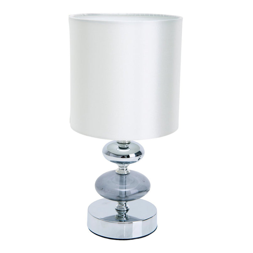 Stof, tafellamp "mali", tafellamp gemaakt van metaal- en textielmateriaal, wit, met E14 -aansluiting, voor eetkamer, woonkamer, gang of kantoor, tafellamp voor woonkamer of eetkamer, bedlamp 28,5 cm hoog