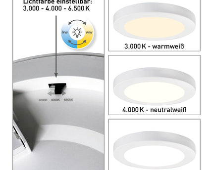 LED-plafondlamp "bonus" Ø21,7 cm, functionele lichtinstallatie en structuur mogelijk, plafondlamp gemaakt van metaal en plastic in wit, met stevig ingebouwde LED's, waaronder CCT-kleurwisselaar