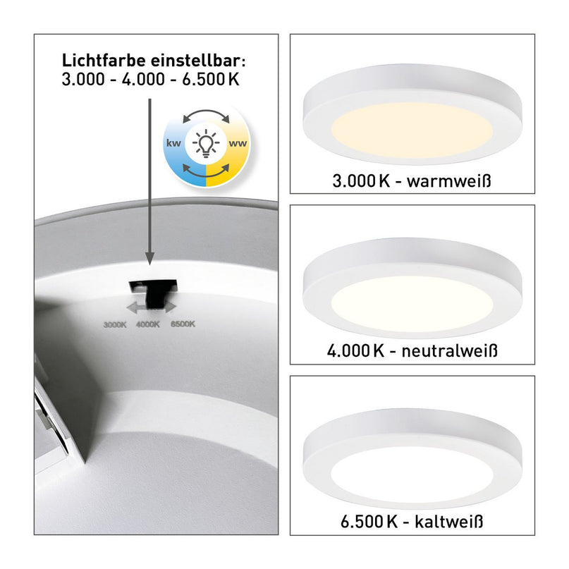 LED-plafondlamp "bonus" Ø21,7 cm, functionele lichtinstallatie en structuur mogelijk, plafondlamp gemaakt van metaal en plastic in wit, met stevig ingebouwde LED's, waaronder CCT-kleurwisselaar