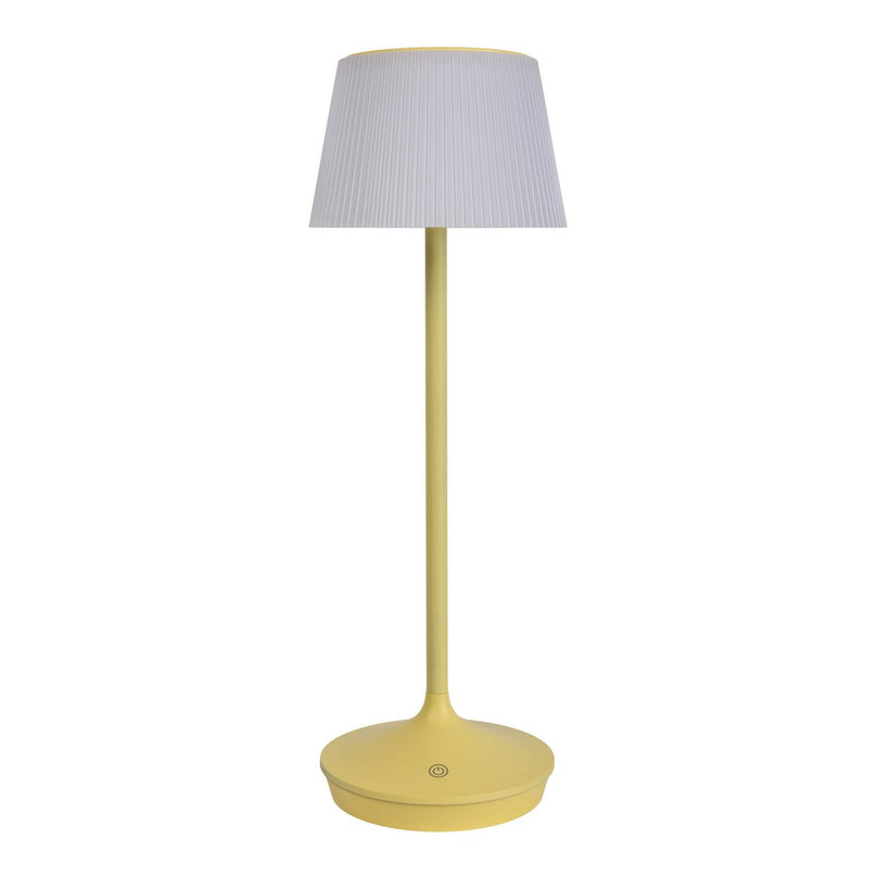 Zonne -batterijlamp "EMMI" 38 cm hoog, paraplu Ø 13 cm, metaal in geel en wit plastic, voor de buitenruimte, dimable CCT.