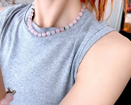 Rozenkwarts kristal dopamine kralen ketting