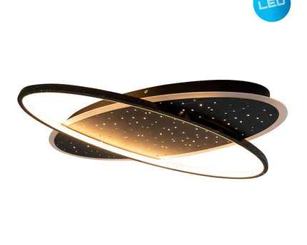 LED -plafondlamp "Stelaris" ongeveer 60 cm lang, gemaakt van metaal en plastic in het zwart, met stevig gebouwde LED's, verlichting voor woonkamers en kantoor