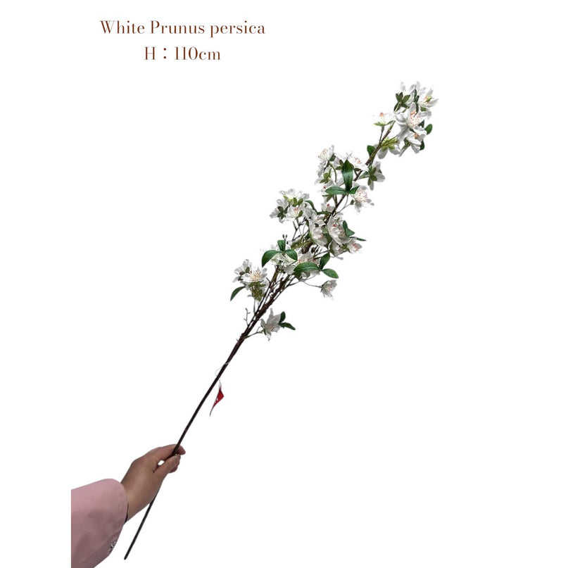Artificial flowers White Prunus persica | Zijden kunstbloem | Lengte 110 1pcs