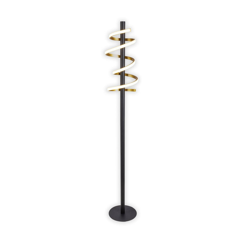 LED staande lamp "Belleza", moderne metalen vloerlamp en plastic in zwart, goud en wit, met stevig ingebouwde LED's, 140 hoog, verlichting voor woonkamer, eetkamer, slaapkamer of kantoor.