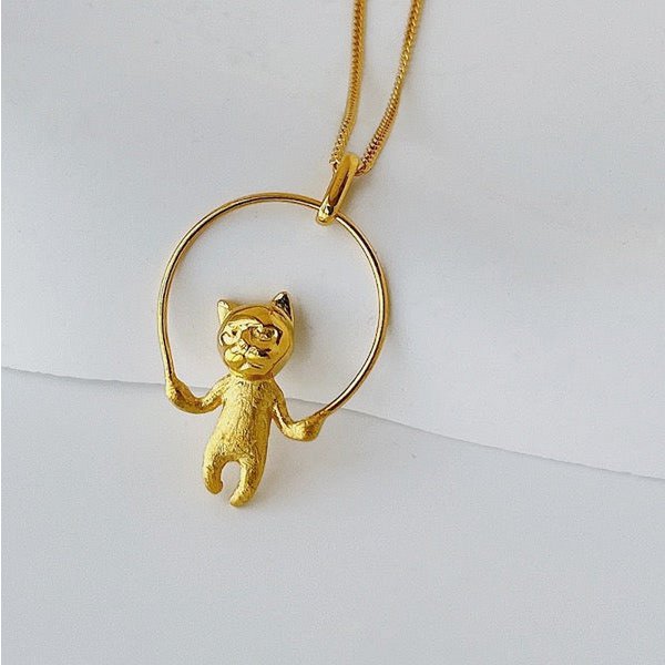 Leuke touwtje springende kat ketting