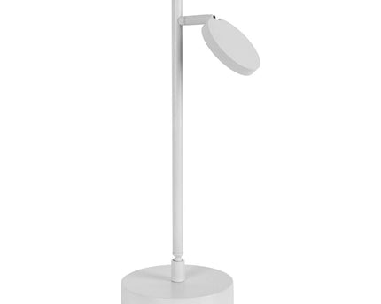 LED draadloze tafellicht "Lupa", 45 cm hoog, gemaakt van gelakte aluminium (wit) en wit plastic, LED geïntegreerde, dimbare, aanraaksensor.