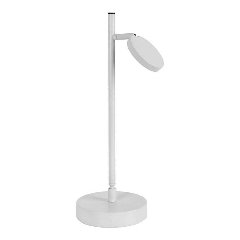 LED draadloze tafellicht "Lupa", 45 cm hoog, gemaakt van gelakte aluminium (wit) en wit plastic, LED geïntegreerde, dimbare, aanraaksensor.