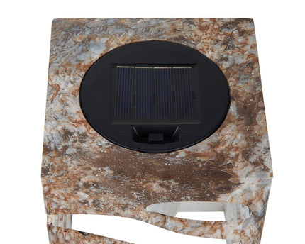 LED Decoratief-Solar Light "Hilda", 12,3 x 12,3 cm, 20 cm hoog, gemaakt van hoogwaardige plastic, bruin-beige marmeren afwerking, geïntegreerde LED, warm wit