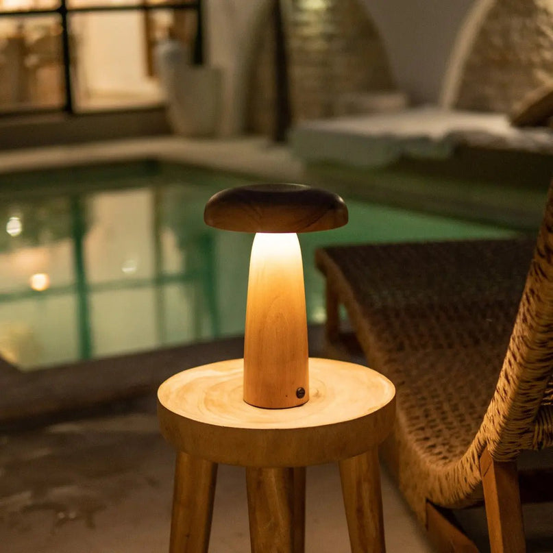 Lennart Houten Tafellamp – Oplaadbare, dimbare en draadloze verlichting