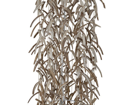 Hanger lamp "kokosnoot" 180 cm hoog, gemaakt van hout- en kokosnootschalen, beige/bruin, E27 -aansluiting, verlichting voor woonkamer, eetkamer of wintertuin.