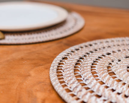 Placemat (set van 2, 4 of 6) ILUH 35 cm | Boho Tafelmat gemaakt van rotan