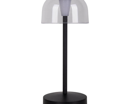 2 Set LED Battery Table Light "Gomba" voor buiten en binnen, gemaakt van metaal en plastic in zwart, 18,5 cm hoog