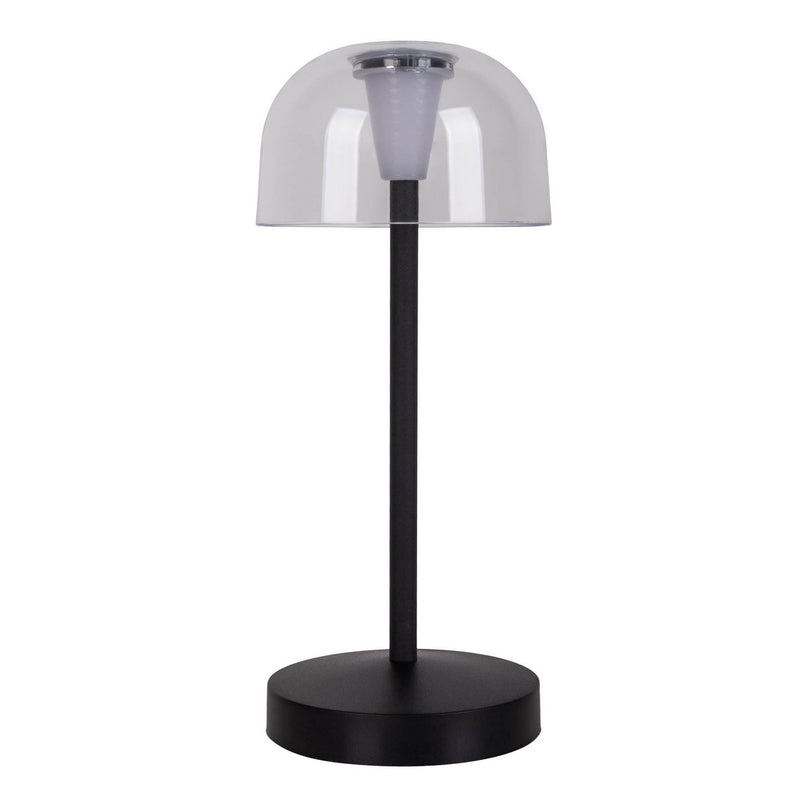 2 Set LED Battery Table Light "Gomba" voor buiten en binnen, gemaakt van metaal en plastic in zwart, 18,5 cm hoog