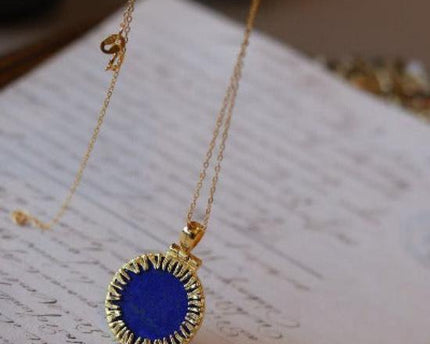 Helios lapis lazuli ronde hanger ketting