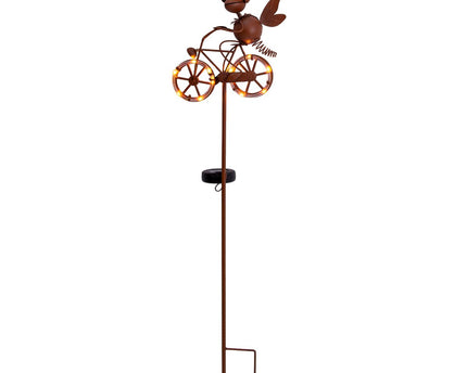 LED Solar Earth Skeer Skeer Brown H: 88cm, voor buiten, metaal en plastic aarde spies in bruin, met geïntegreerde LED