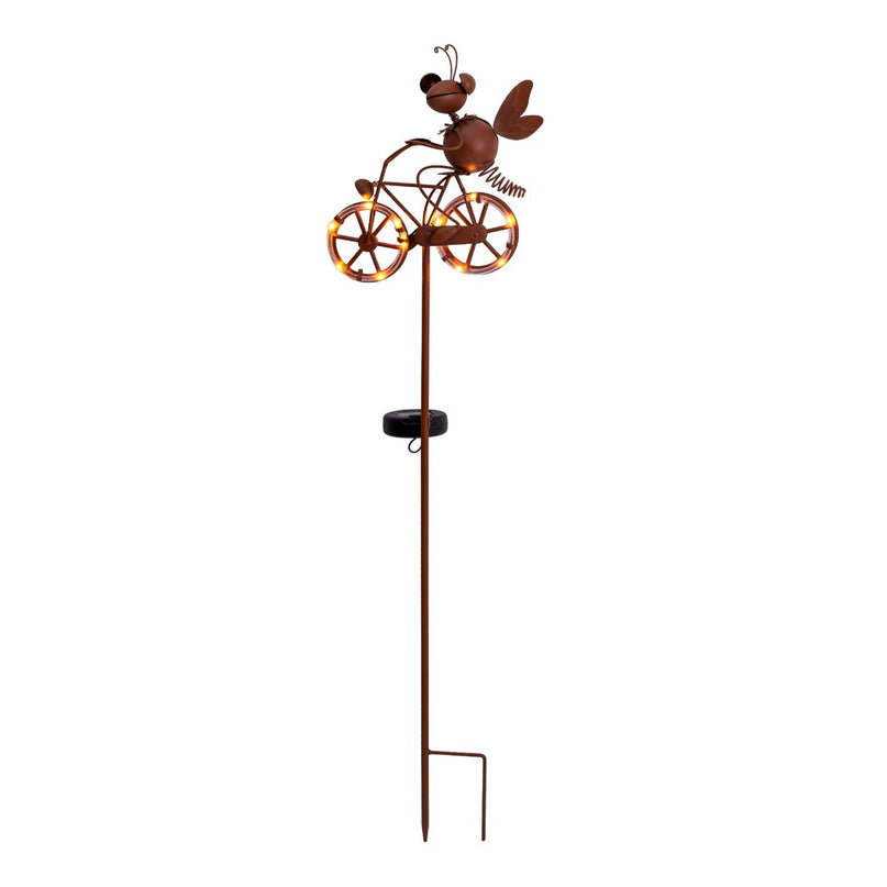 LED Solar Earth Skeer Skeer Brown H: 88cm, voor buiten, metaal en plastic aarde spies in bruin, met geïntegreerde LED